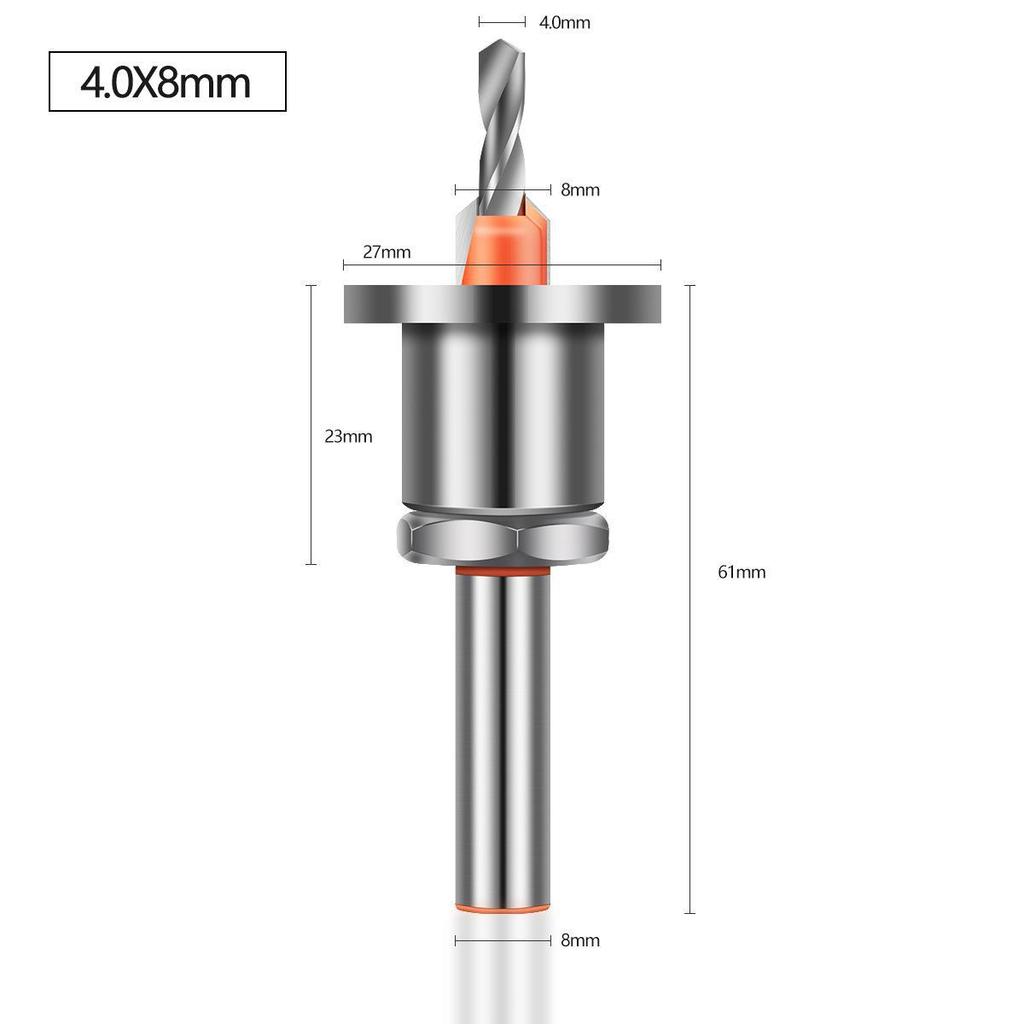 Woodworking Step Drill with Countersink & Limiter Alloy Cone Head - Screw Installation Punch Drill