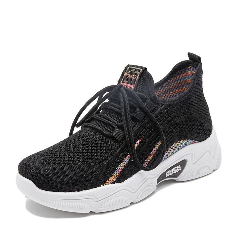 Women's Sports Shoes Thick Sole Heightening Casual Shoes Breathable Flying Weave Women's Shoes