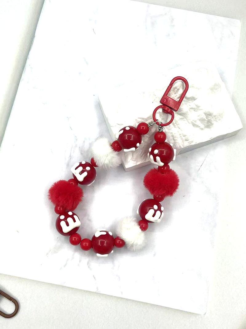 

Beaded Phone Lanyard: Hand-Painted Charm & Keychain Pendant червоний