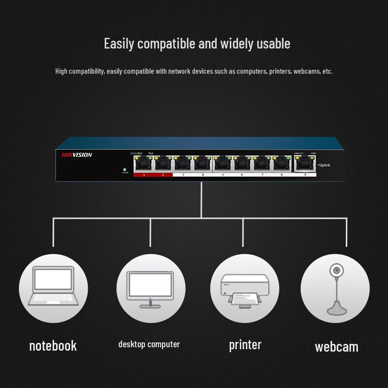 HIKVISION 9-Port 100Mbps Non-Managed PoE Switch