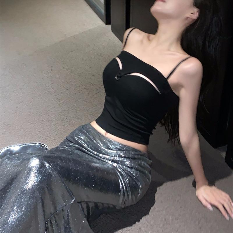 Women's Summer Design Sense Camis Pure Desire Hollow Sexy Top Summer Fashion Women's Tank Tops