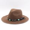 Summer Men's and Women's Sunscreen Straw Hat Sunshade Panama Top Hat Seaside Straw Wide Brim Sun Hat Travel Beach Hat