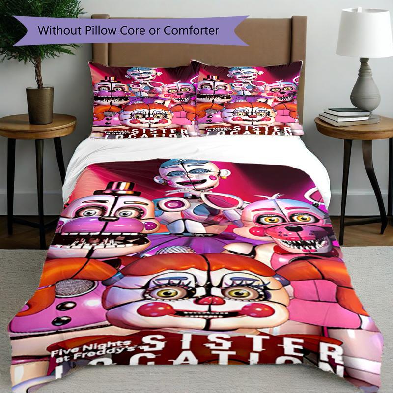 3pcs Duvet Cover Set (1*Duvet Cover + 2*Pillowcase, Without Core), Five Nights At Freddy's Print Bedding Set, Bedroom Decor, All‑Season, Birthday Gift