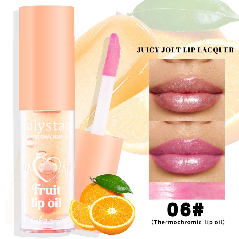 Julystar 20 Color Fruit Lip Gloss Pearlescent Dudu Lip Moisturizing and Moisturizing Mirror Water Light Temperature Changing Lip Oil
