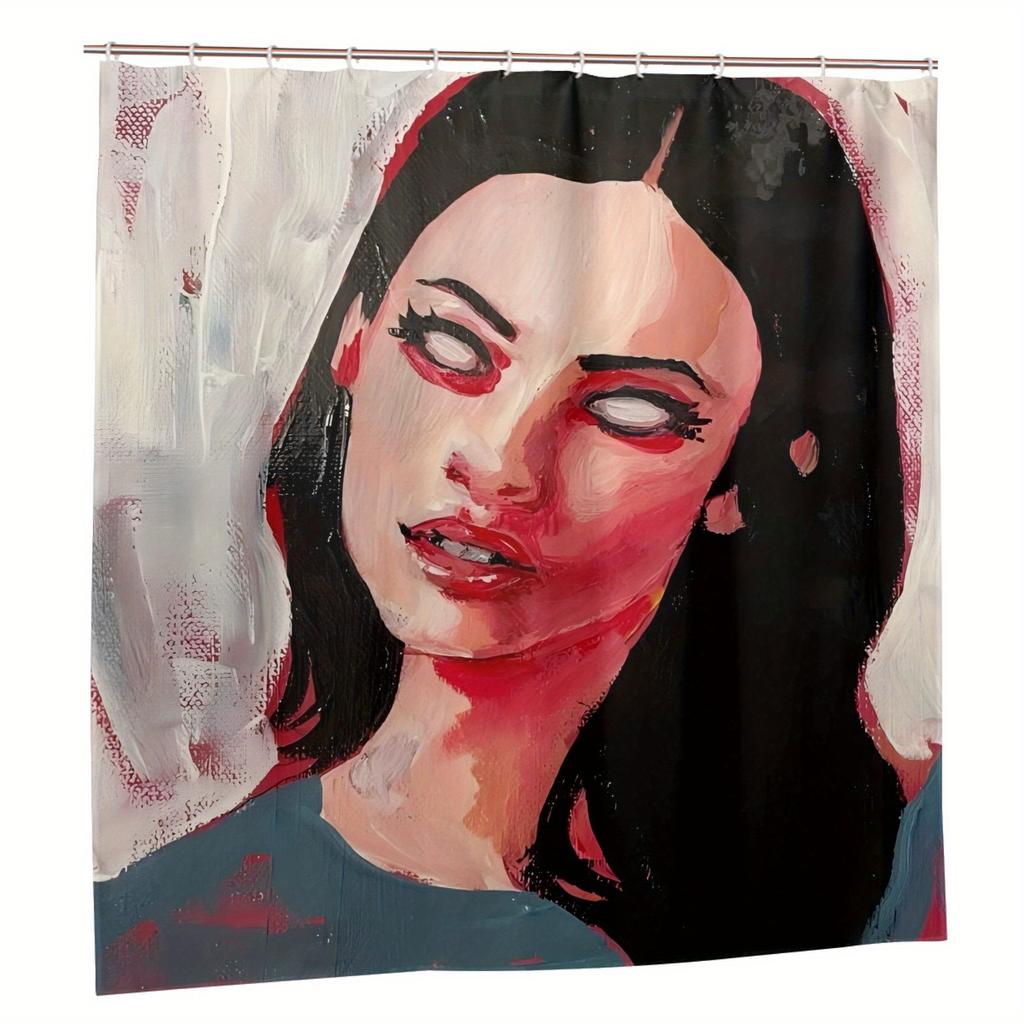 Jennifer’S Body Art Duschvorhang von Karyn Kusama, Lebendige Farben, Polyester mit Ösen, Modernes Zeitgenössisches Badezimmerdekor