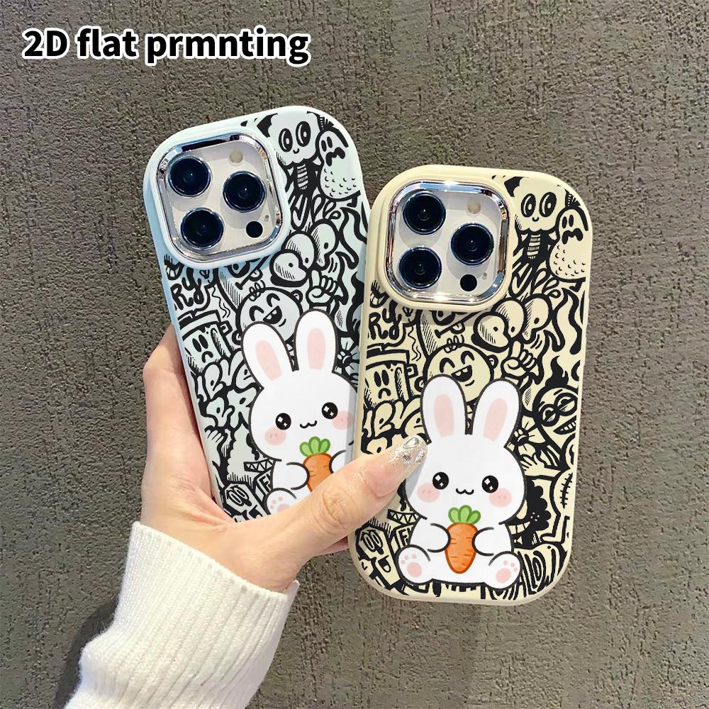 Phone Case: 2D Flat Design Suitable for iPhone 18 17 16 15 14 13 Pro, Couple Style, Little White Rabbit, Christmas and Halloween Gifts