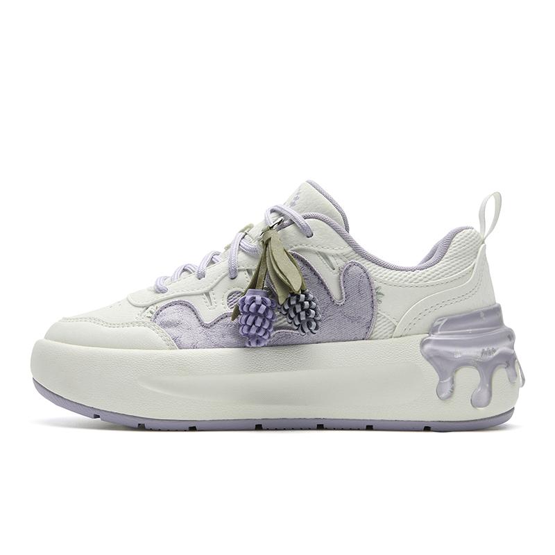 New FILA Lightweight Breathable Height Increasing Low Top Skateboard Shoes Women's White Purple F12W531210FMO