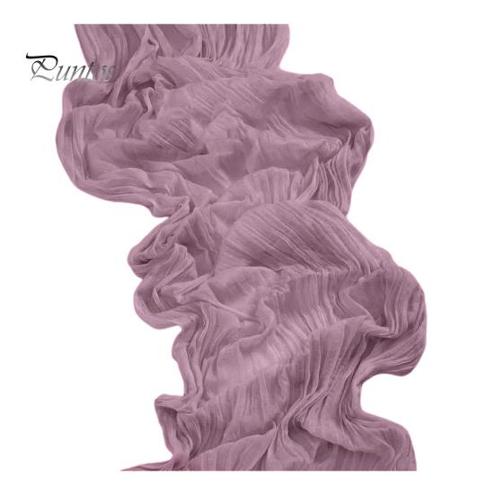 Wedding Party Table Runner Gauze Bohemian Style Pleated Solid Color Stain-Proof Reusable Table Protection Decoration Prom Banquet Table Runner