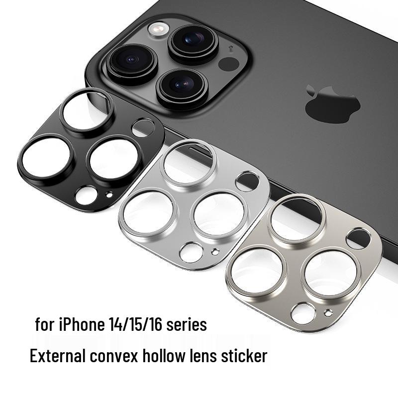 Compatible Apple iPhone 16 Pro Max Frosted Aluminum Lens Film Armor with Hollowed-Out Metal Sticker