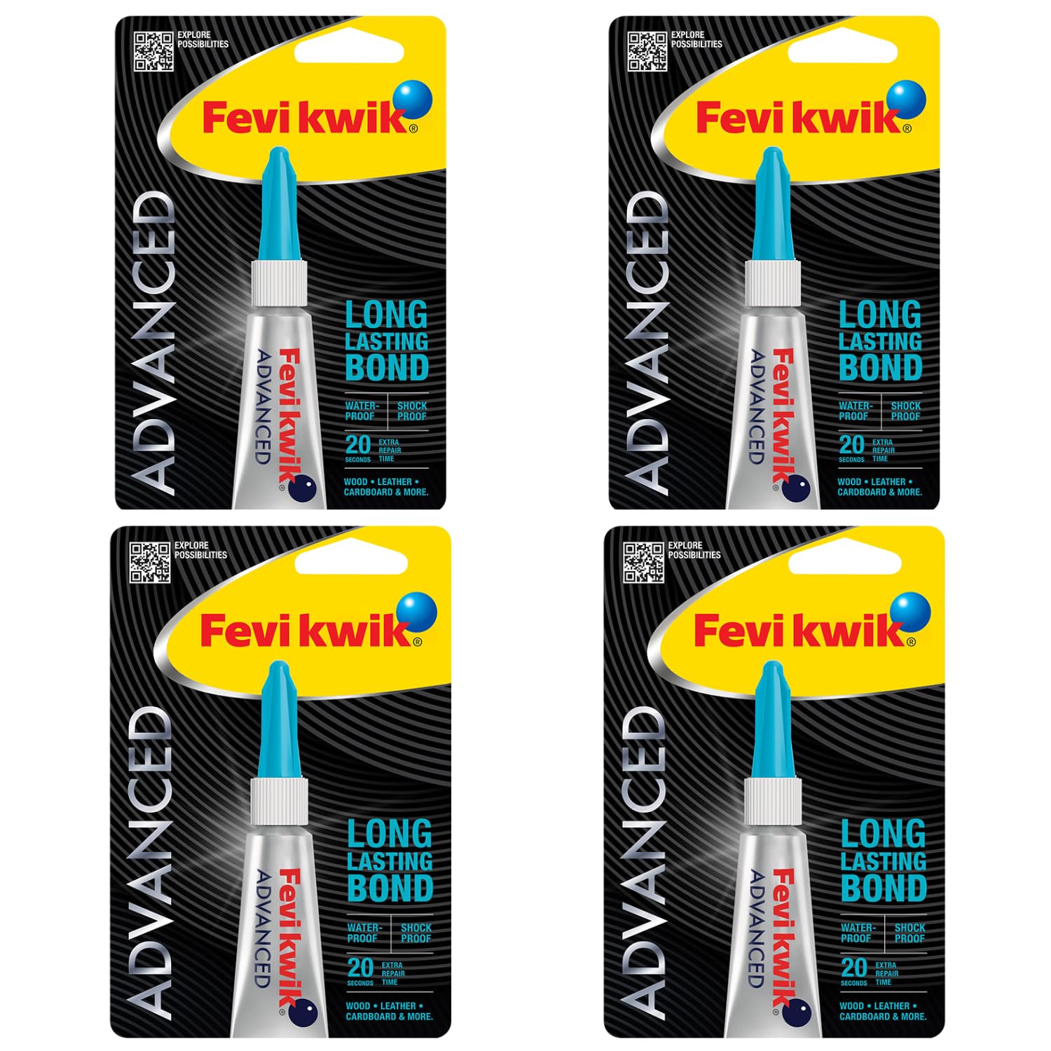 

Fevikwik Advanced 3 GM Instant Glue Pack of 4 Waterproof Shockproof Strong Adhesive for Repair Multi Surface Use