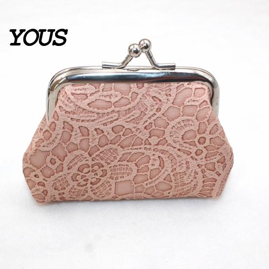 Palm-sized Wallet Embossed Lace Coin Purse, Kiss Lock Closure Pouch, Lightweight Holder Women Small Change Purse for Cash Coins Cards