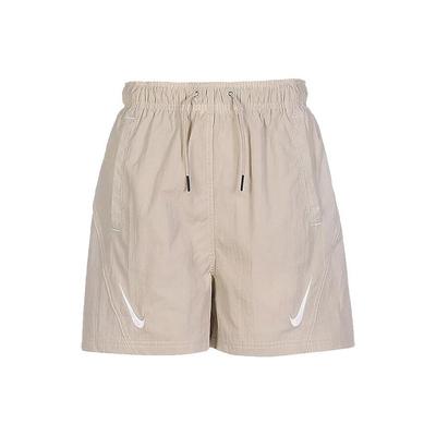 Sportswear Swoosh Logo Pattern Drawstring Solid Regular Shorts Women Shorts Khaki DD5593-206