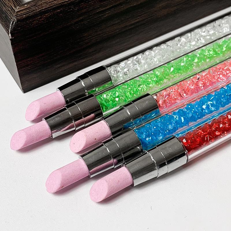 Dual-Ended Rhinestone Nail Art Pen with Silicone Tip for Pearlescent Design and Outlining