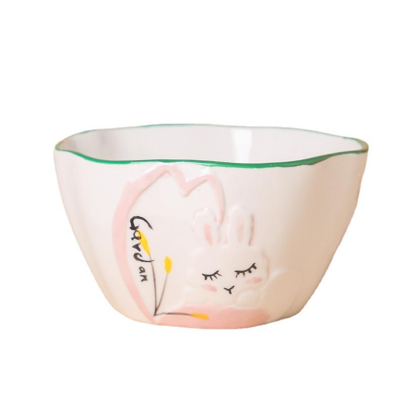 Creative cute cartoon ceramic tableware plate hand-painted ceramic bowl plate plate  set household tableware