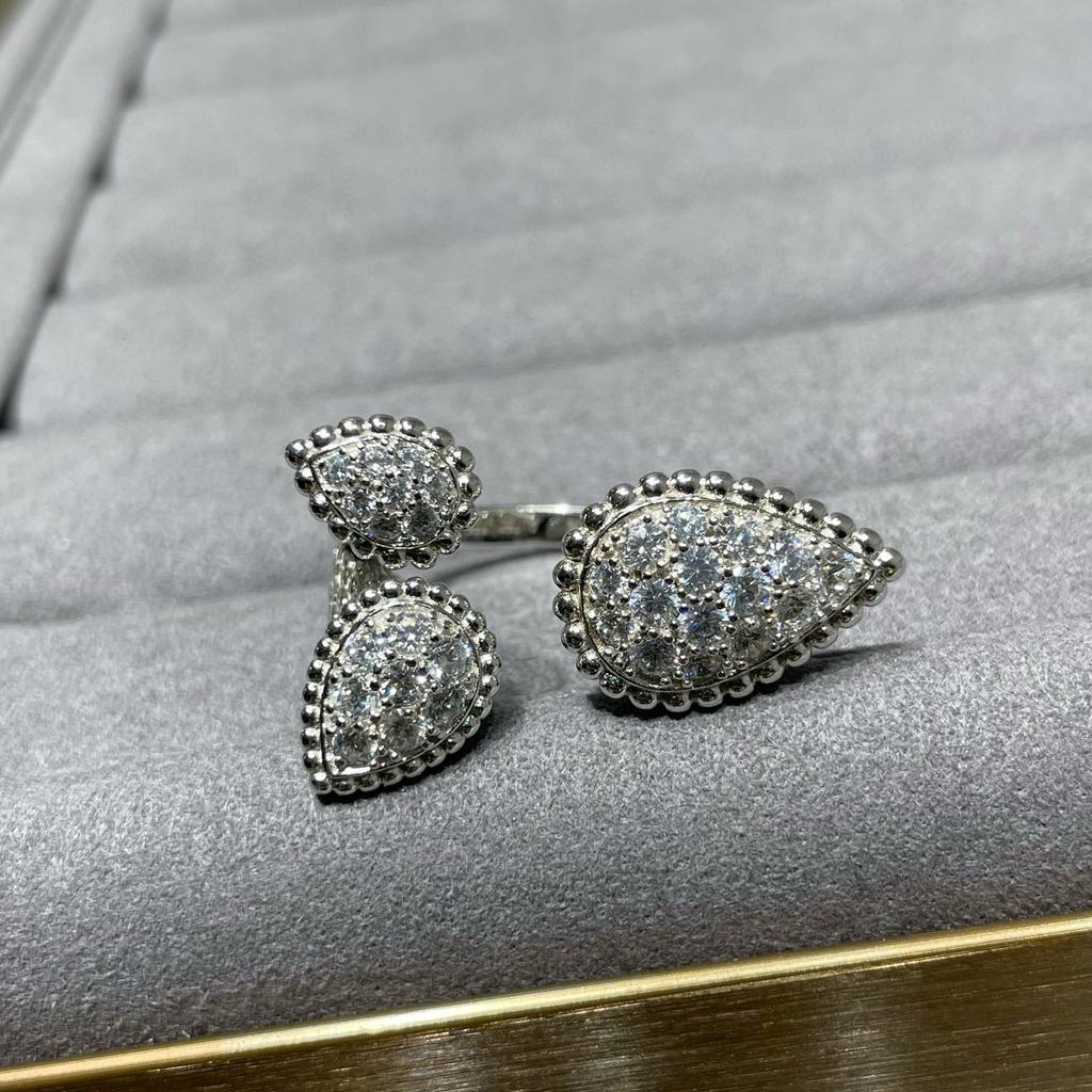 Hot Brand Vintage Full Diamond Women's Rings Luxury Jewelry For Women Water Drop Designer Rings Fashion Pure 925 Silver Rings