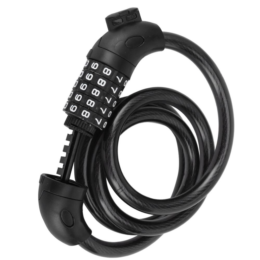 Durable 5-Digit Code Bike Lock with Mounting Bracket 1.2M Length Mountain Bicycle Lock Resettable Easy To Use Coded Lock Cycling