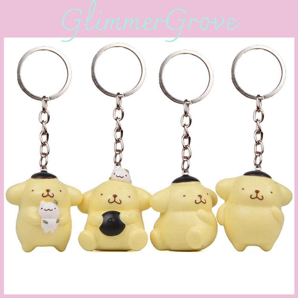Cute Cartoon Pompompuri Dog Holding Cat Plate Pendant Keychain For Birthday And Festival Gifts