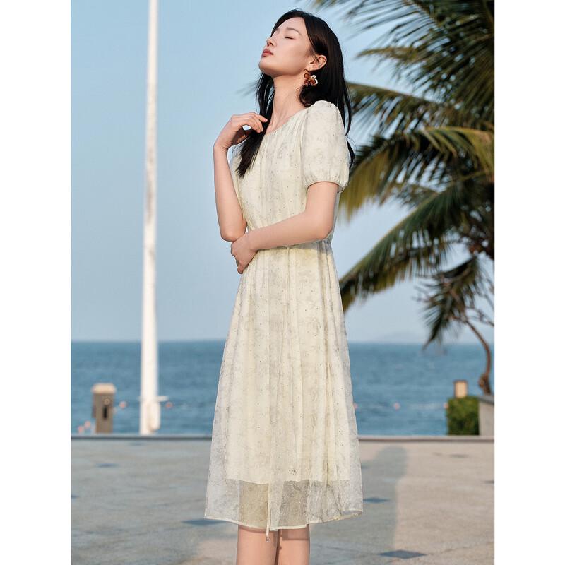 JOOZE ANNACO French Elegant Rhinestone Waist-Cinched Dress