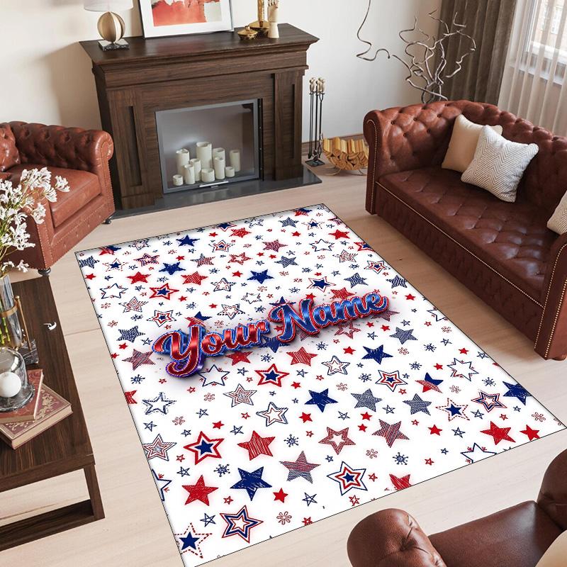 Space Cosmic Theme Crystal Velvet Rug Personalized Custom Name Text Soft Floor Mat Home Decor