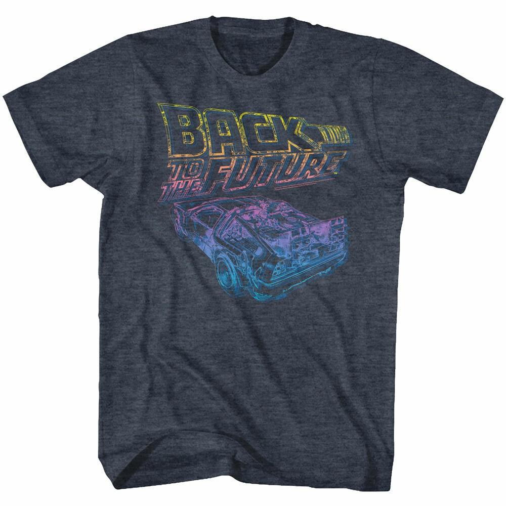 Back To The Future Movie Fluorescent Neon Logo & DeLorean Men s T Shirt Unisex T-Shirt XXXXL