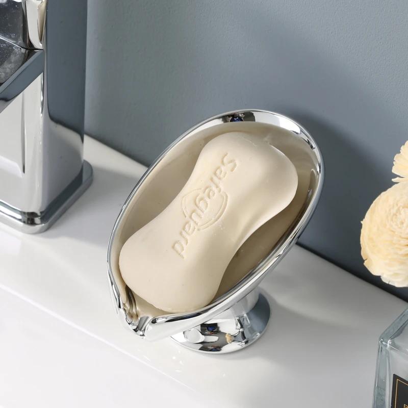 No Punching Soap Dish Bathroom Storage Soap Holder Wristband Hand Dispenser Gold and Silver Ceramics Washbasin Drain Soap Holder