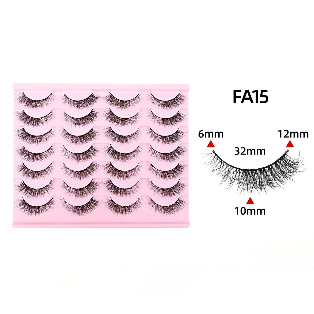 Cross-border European and American Style Flared Lashes, 14 Pairs of Thick, Curled, Naturally Three-dimensional One-piece Lashes