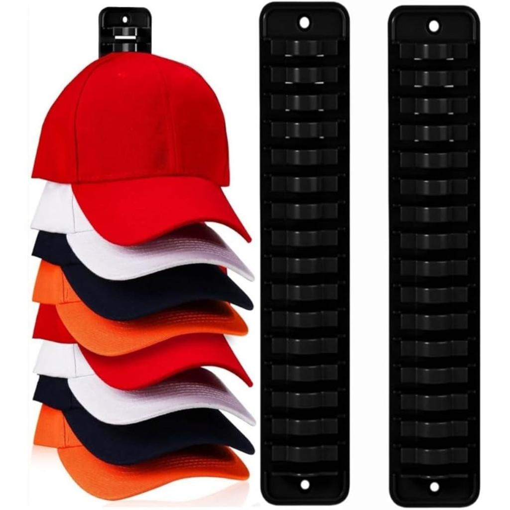 2pcs Wall Mounted Storage Rack Baseball Hat Hat Organizer Hat Storage Display Hat Hooks Up To 16 Hats Display Bracket for Hat Storage Hat Organizer