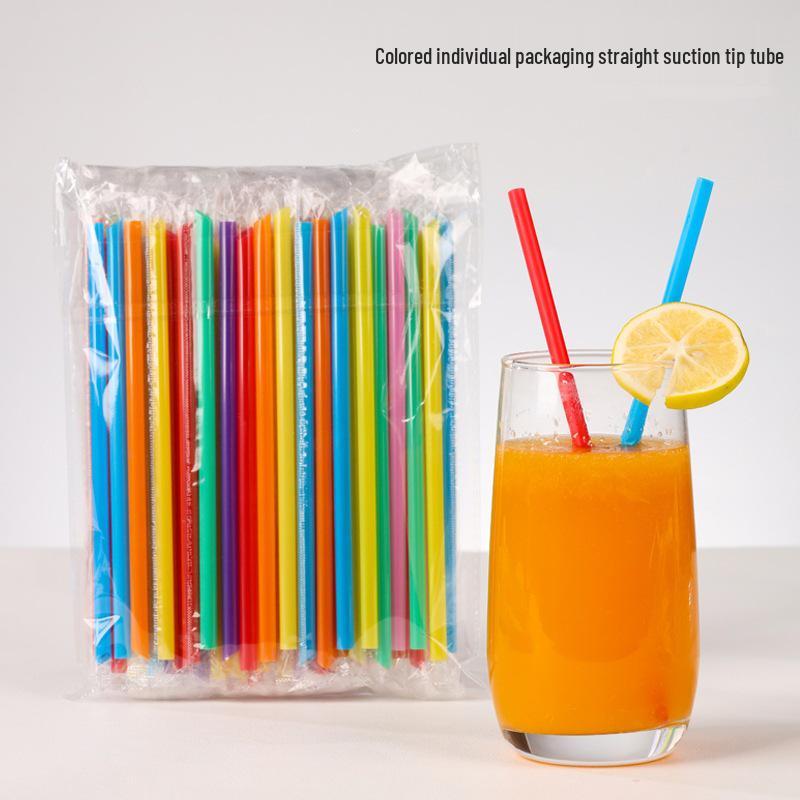 Individually Wrapped Colored Food-Grade Disposable PP Straws for Milk Tea 6x190mm