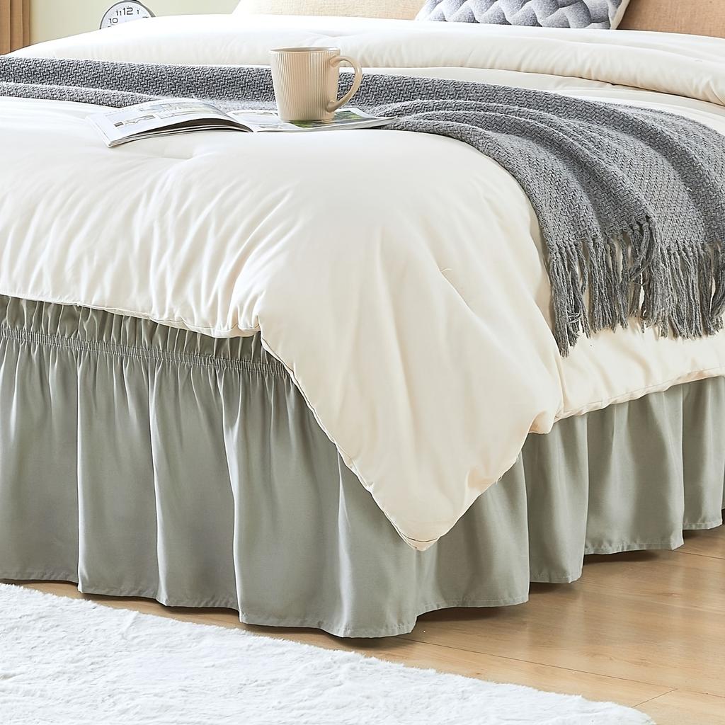Elastic Bed Ruffle - Adjustable 15" Tailored Drop, Microfiber Bed Skirt with Easy Wrap Around Design, Fade-Resistant & Machine Washable