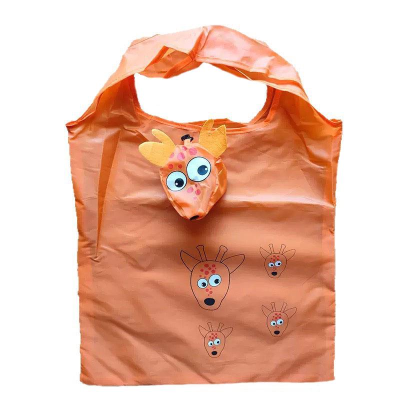 Cartoon Animal Drawstring Shopping Bag, Thick Polyester Foldable Reusable Storage Gift Bag, Customizable Tote Bag