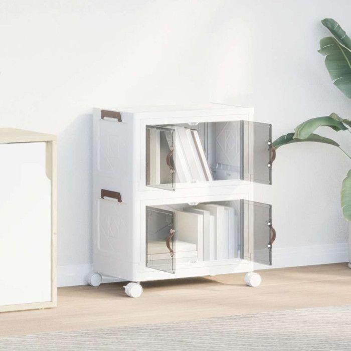 Boîte de rangement empilable avec roues à 2 niveaux 28 L