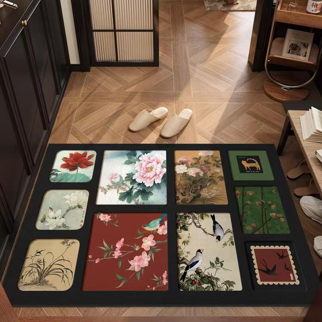 Vintage Light Luxury Floor Mat, Customizable Diatomaceous Earth Quick-Dry Mat, Entrance Door Mat, Bathroom Floor Mat