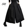 Comfortable Loose Fit Pants Women Pure Color Wide Leg Casual Trousers with Elastic Waist High Pleated Design Summer Leisure