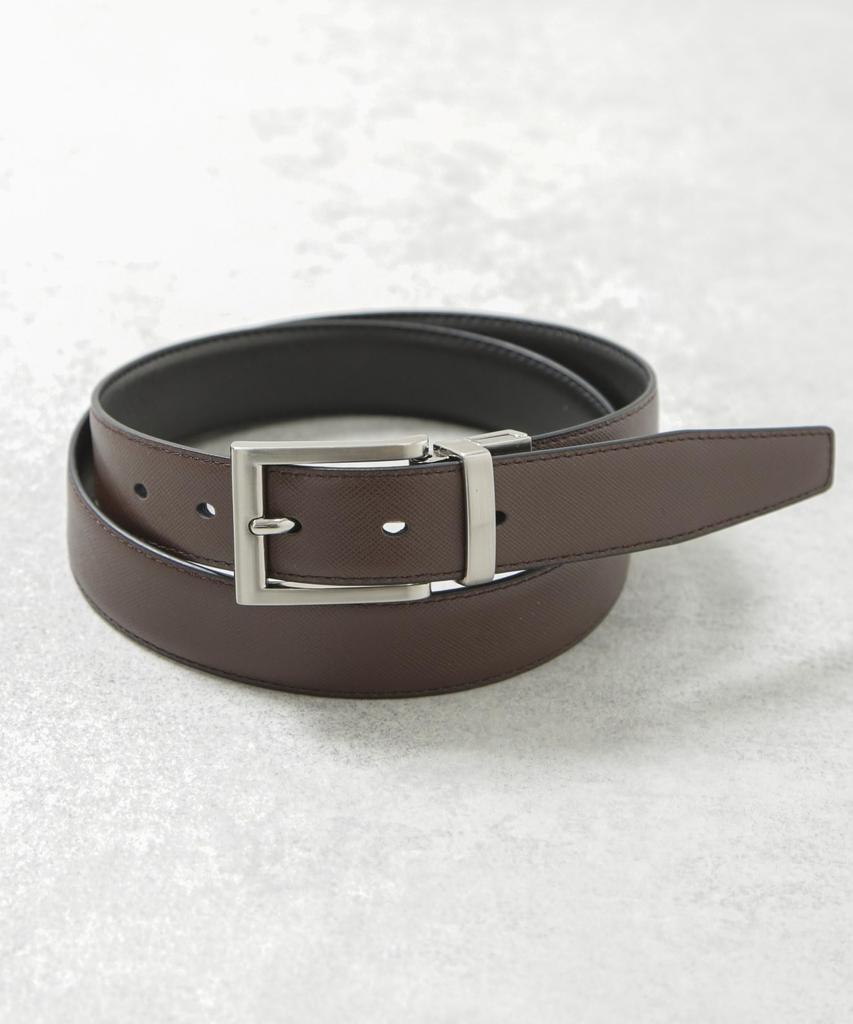 [Nano Universe] Split Leather Reversible Belt for Men, Size F 360, Pattern 1, 668-5150203