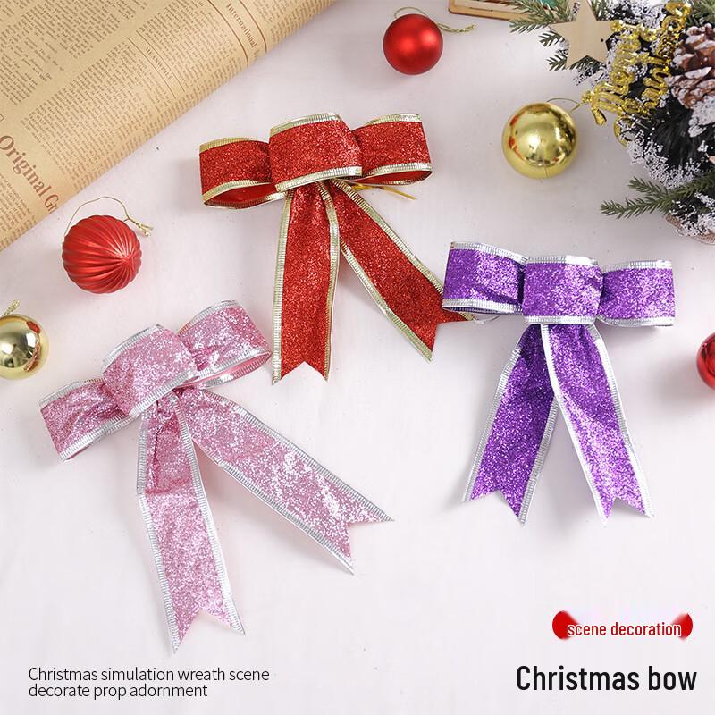 Christmas Sequined Bow Decorations, 30-pack