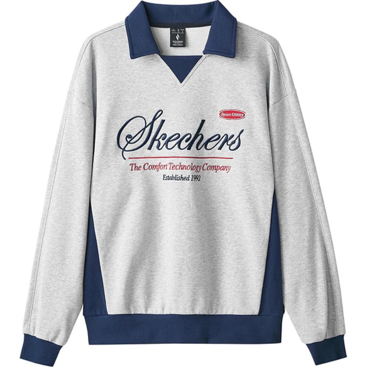 Skechers Comfortable Loose Fit Polo Neck Long Sleeve Sweatshirt Unisex Sweatshirt Gray L424U006-01UV M