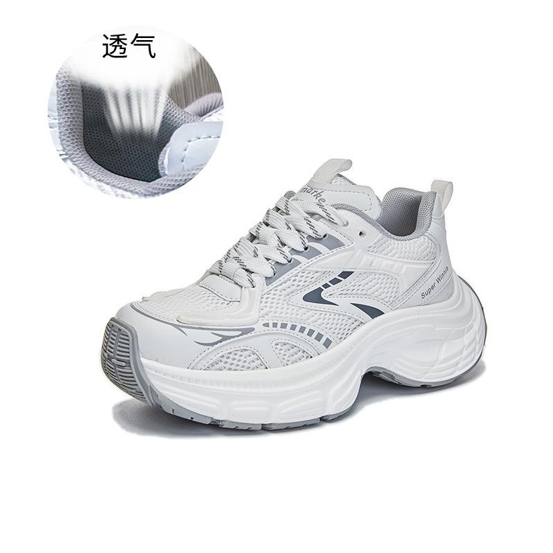 

Absorbent sole dad shoes women s 2025 spring new mesh breathable sports shoes versatile trendy shoes casual lace-up women s shoes 40 білий
