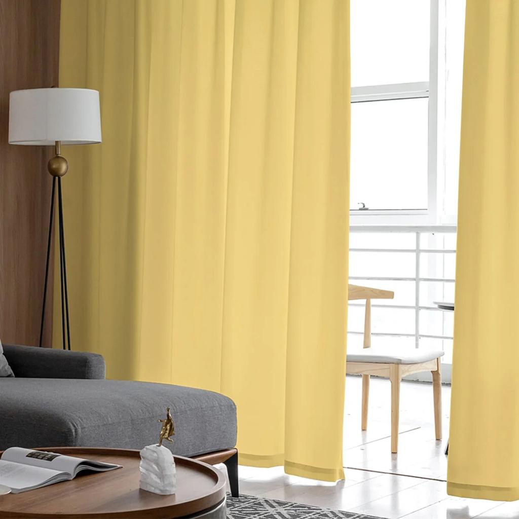 Yellow Solid Color Home Tulle Curtains for Bedroom Living Room Printed Sheer Curtains for Balcony Summer Home Decor