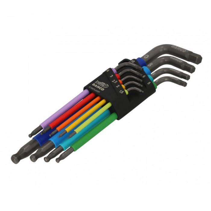 Bahco C1997lm/9p Metric Long Ball End Coloured Hex L-key Set, 9 Piece