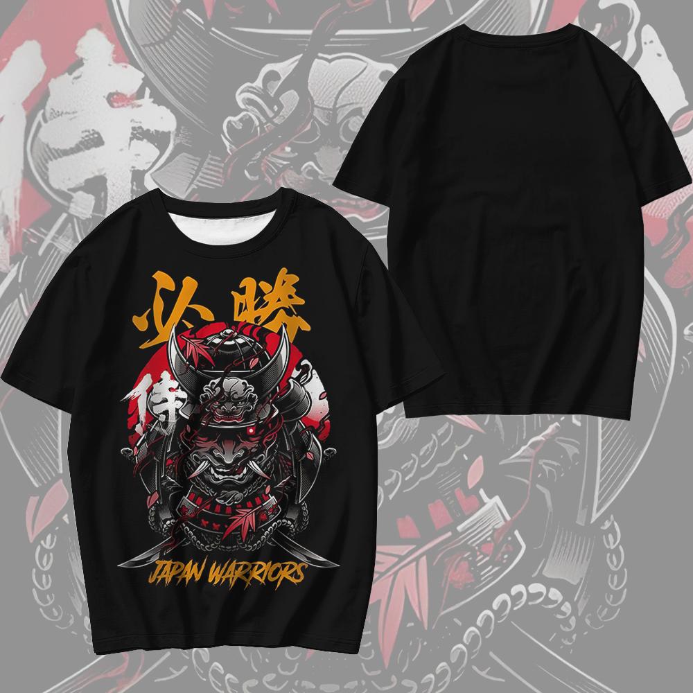 T-Shirts For Men 3d Japanese Ghost Warrior Print Man T-Shirt Hip Hop Tees Oversized T Shirt Men Clothes Vintage Street Tops 2024