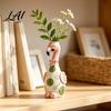Pink Desk Ornament for Girls Cute Resin Flamingo Decorative Vase Flower Holder Figurine Statues Living Room Tabletop Dried Artificial Flowers,