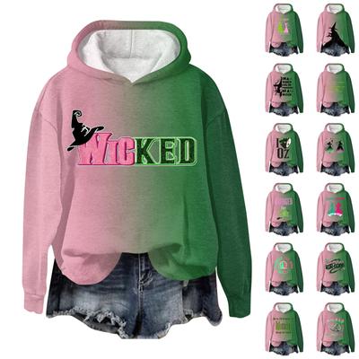 Women's Fashion Bad Witch Print Hooded Pullover Sweatshirt