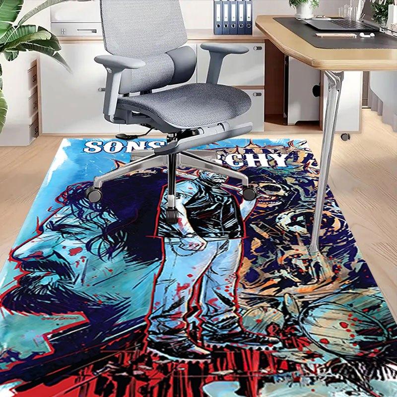 

1pc Sons of Anarchy themed Office Carpet Chair Mats - durable polyester rug for home theater, office, dorm room decor - tA07 60cm by 90cm