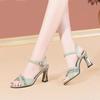 Maogu Women Peep Toe Sandals Summer Dress Leather Elegant Woman Shoes with Medium Heels 2024 Soft Comfort Buckle Strap Sandal 41