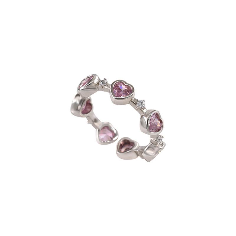 Womens Pink Fashionable Heart Shaped Zircon Ring With Geometric Style For Occasion Every