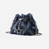 Kordelzug Metallkette Umhängetasche Quaste Stoff Umhängetasche Elegante Stern Jeans Eimer Tasche Party