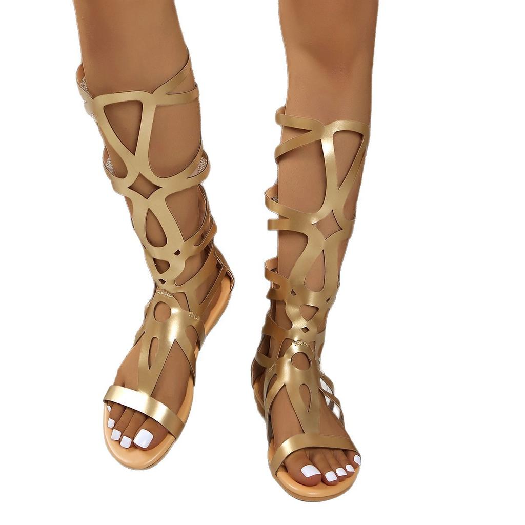 2025 Summer New Large Size Women's Flat Sandals Wear Large Size Sandals Women's Rear Zipper