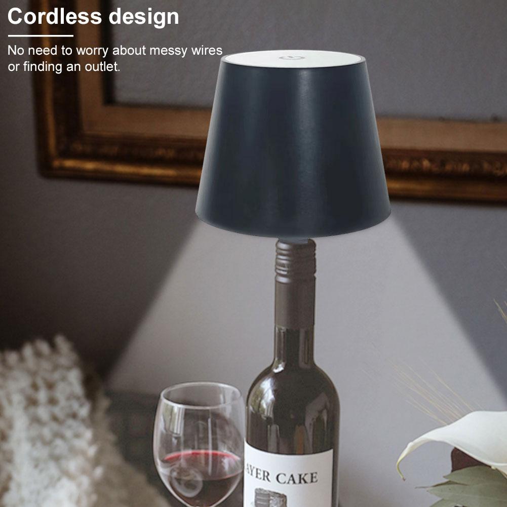 Wireless Bottle Lamp Table Lamp Wireless Mood Light Rechargeable Touch Lamps 3 Light Color for Restaurant & Bar Party Decorative