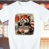 Roter Panda isst RaUnisex Japanisches Kawaii Anime Grafik-T-Shirt Lässiges Rundhals-T-Shirt Für Unisex