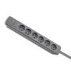 Qoltec 6-Socket Power Strip | 1.8m | Gray
